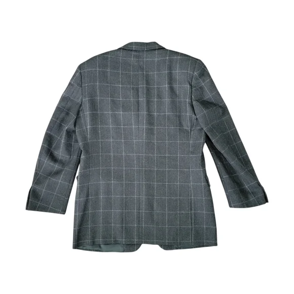 Trussini Boyds Philadelphia Men's IT 50/US 40 Wool Suit Jacket Dark Gray Plaid